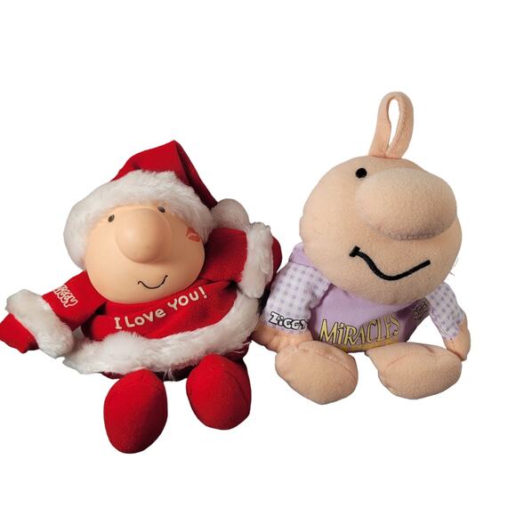 Ziggy Plush Toy Lot Santa “I Love You” & Miracles Purple Shirt 1998 - Picture 1 of 12